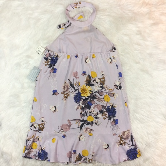 NEW Chelsea 28 Lavendar Purple Floral Halter Dress - Picture 5 of 8